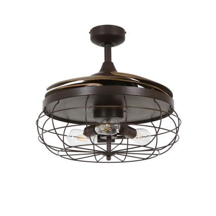 FANAWAY 212921 - Светодиодный потолочный вентилятор INDUSTRI 3xE27/4W/230V коричневый + дистанционное управление