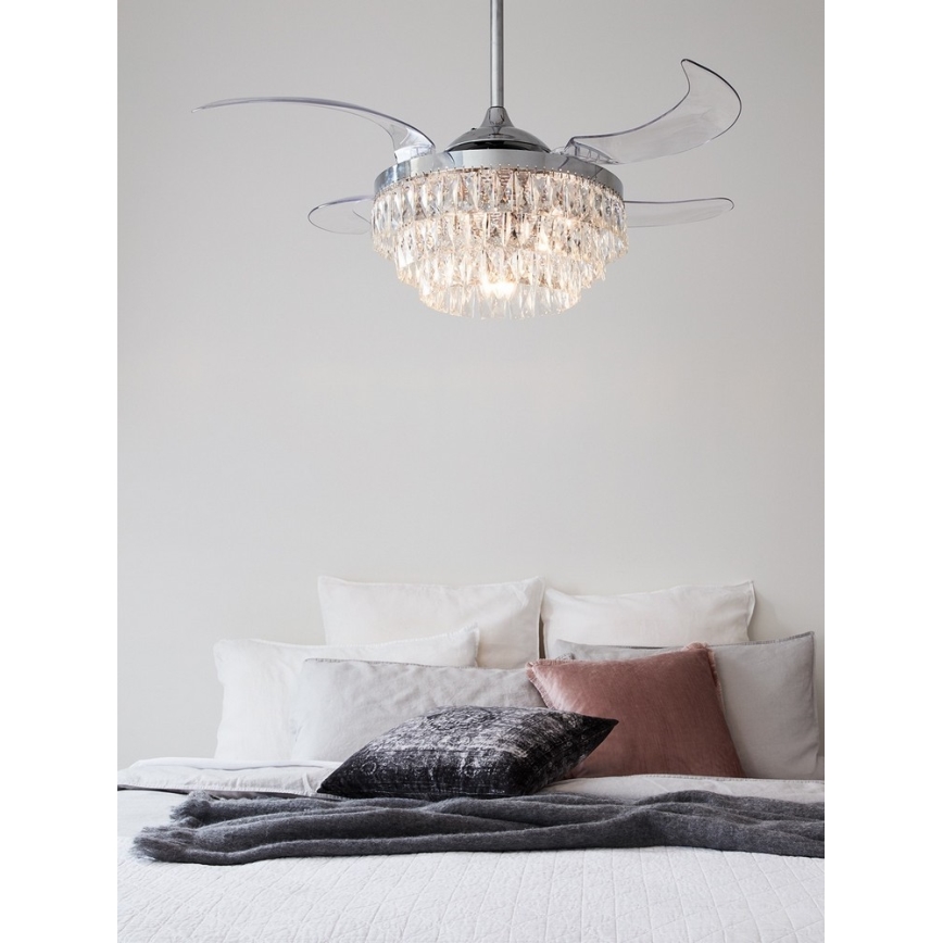 FANAWAY 212923 - Светодиодный потолочный вентилятор VEIL 6xE14/4,5W/230V блестящий хром + дистанционное управление