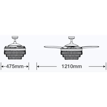 FANAWAY 212923 - Светодиодный потолочный вентилятор VEIL 6xE14/4,5W/230V блестящий хром + дистанционное управление