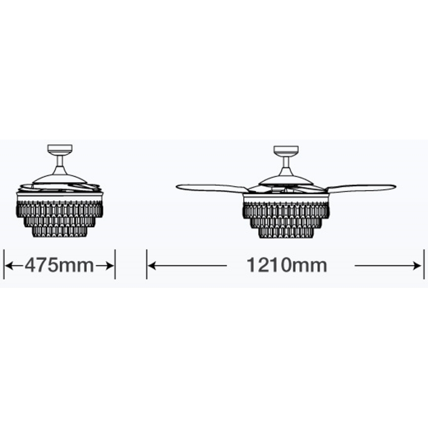 FANAWAY 212923 - Светодиодный потолочный вентилятор VEIL 6xE14/4,5W/230V блестящий хром + дистанционное управление