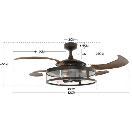FANAWAY 212925 - Світлодіодний стельовий вентилятор CLASSIC 3xE27/4W/230V коричневий + пульт дистанційного керування