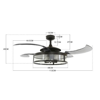 FANAWAY 212927 - Светодиодный потолочный вентилятор CLASSIC 3xE27/4W/230V черный + дистанционное управление