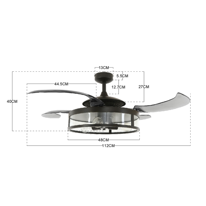 FANAWAY 212927 - Світлодіодний стельовий вентилятор CLASSIC 3xE27/4W/230V чорний + пульт дистанційного керування