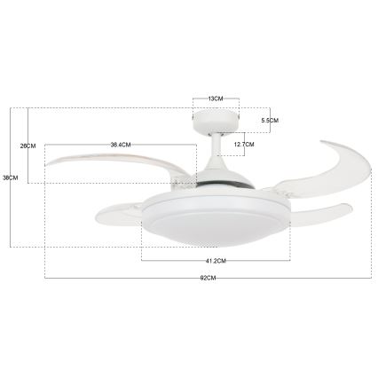FANAWAY 212980 - Стельовий вентилятор EVORA 2xE27/15W/230V білий + пульт дистанційного керування