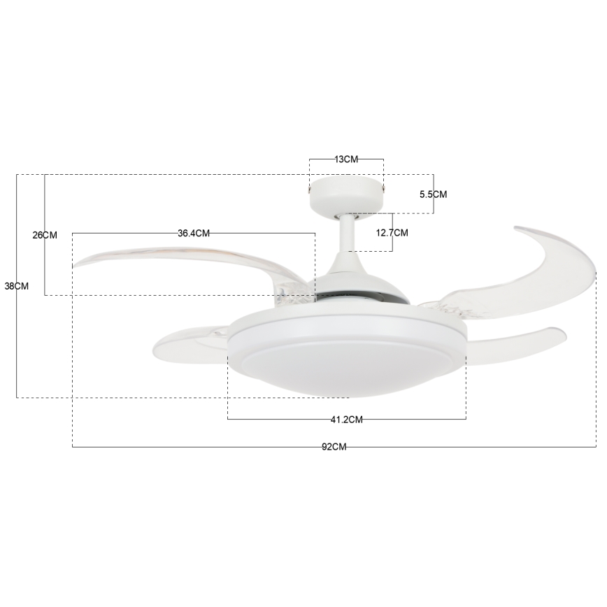FANAWAY 212980 - Стельовий вентилятор EVORA 2xE27/15W/230V білий + пульт дистанційного керування