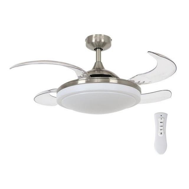 FANAWAY 212982 - Потолочный вентилятор EVORA 2xE27/20W/230V блестящий хром + дистанционное управление