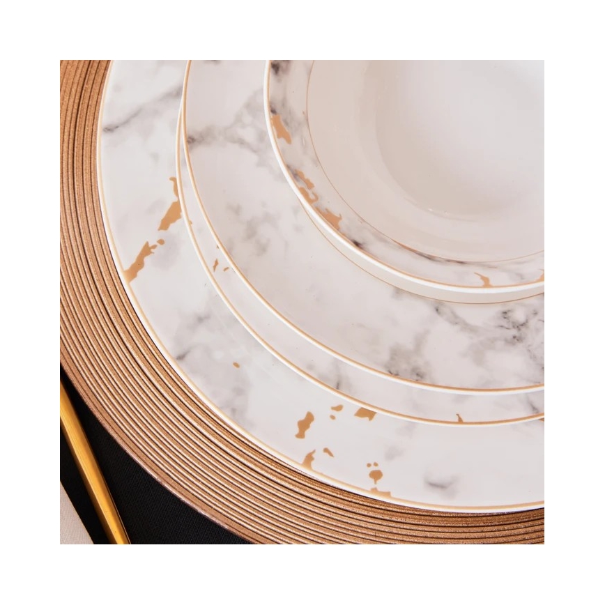 Фарфоровый обеденный набор из 24 предметов, белый/серый