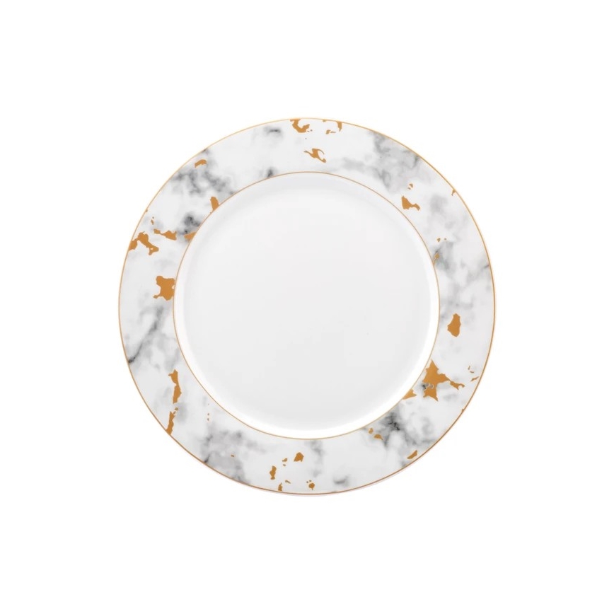 Фарфоровый обеденный набор из 24 предметов, белый/серый