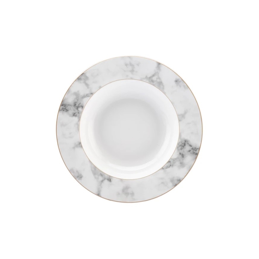 Фарфоровый обеденный набор из 24 предметов, белый/серый