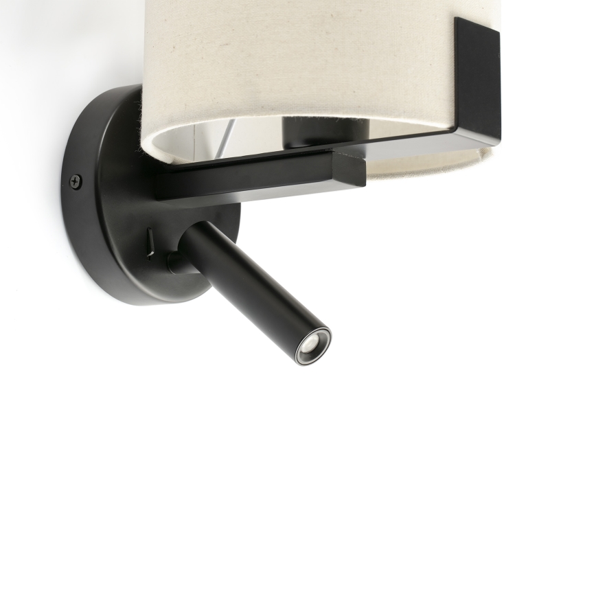 FARO 20053 - Светодиодная настенная лампа NILA 1xE27/15W/230V + LED/3W кремовый/черный