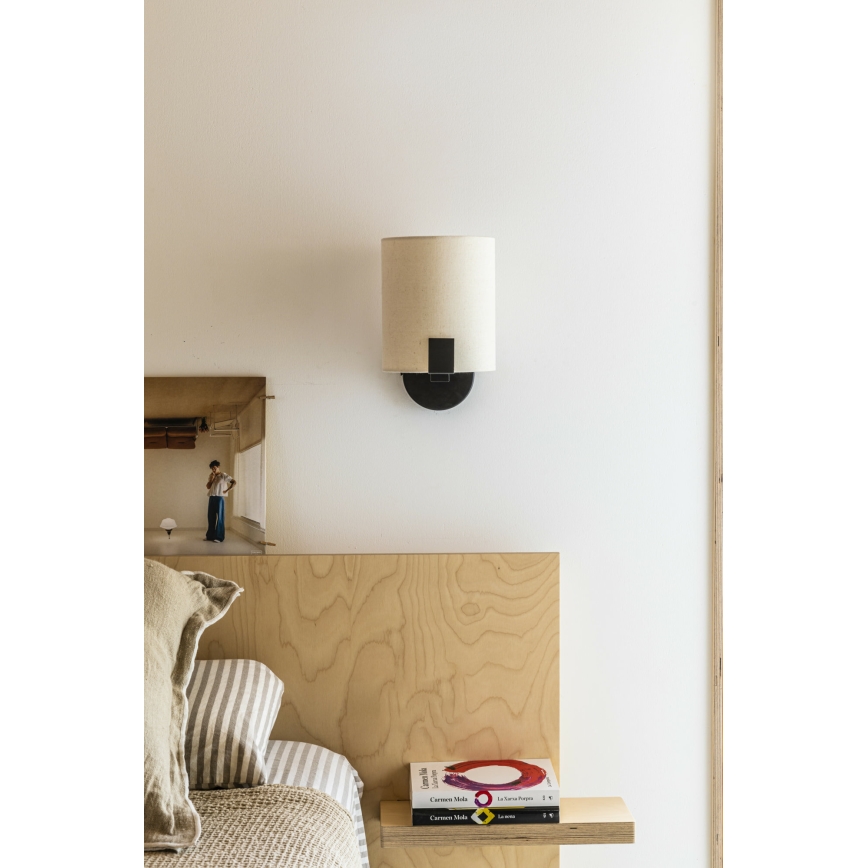 FARO 20053 - Світлодіодна настінна лампа NILA 1xE27/15W/230V + LED/3W кремовий/чорний