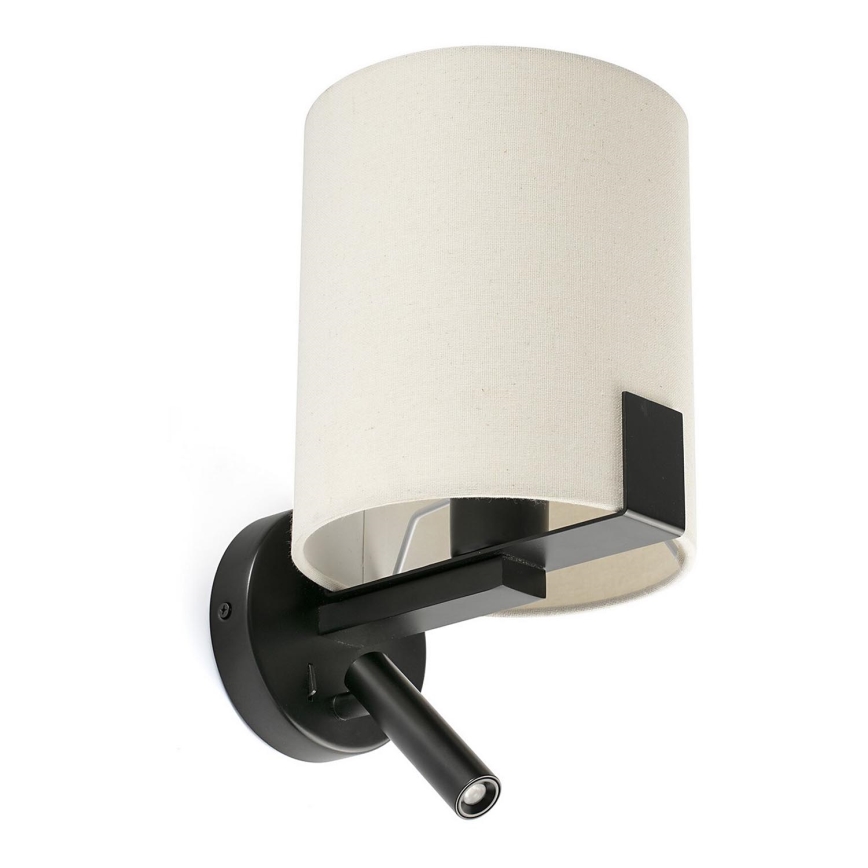 FARO 20053 - Світлодіодна настінна лампа NILA 1xE27/15W/230V + LED/3W кремовий/чорний