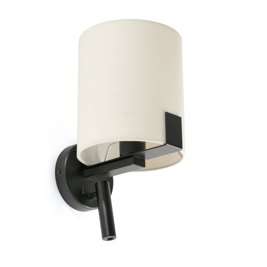 FARO 20053 - Світлодіодна настінна лампа NILA 1xE27/15W/230V + LED/3W кремовий/чорний