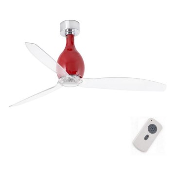 FARO 32029 - Потолочный вентилятор MINI ETERFAN красный/прозрачный диаметр 128 см + дистанционное управление