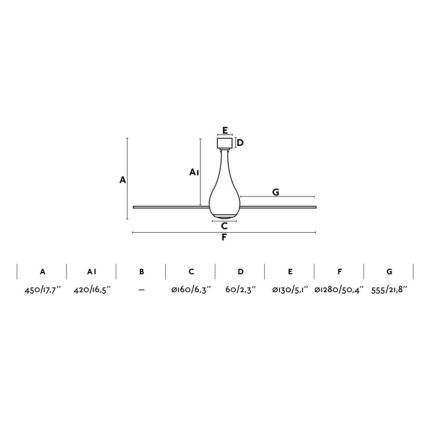 FARO 32030 - Стельовий вентилятор MINI ETERFAN чорний діаметр 128 см + пульт дистанційного керування