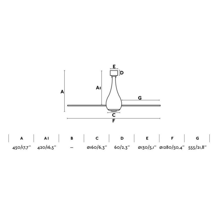 FARO 32030 - Стельовий вентилятор MINI ETERFAN чорний діаметр 128 см + пульт дистанційного керування