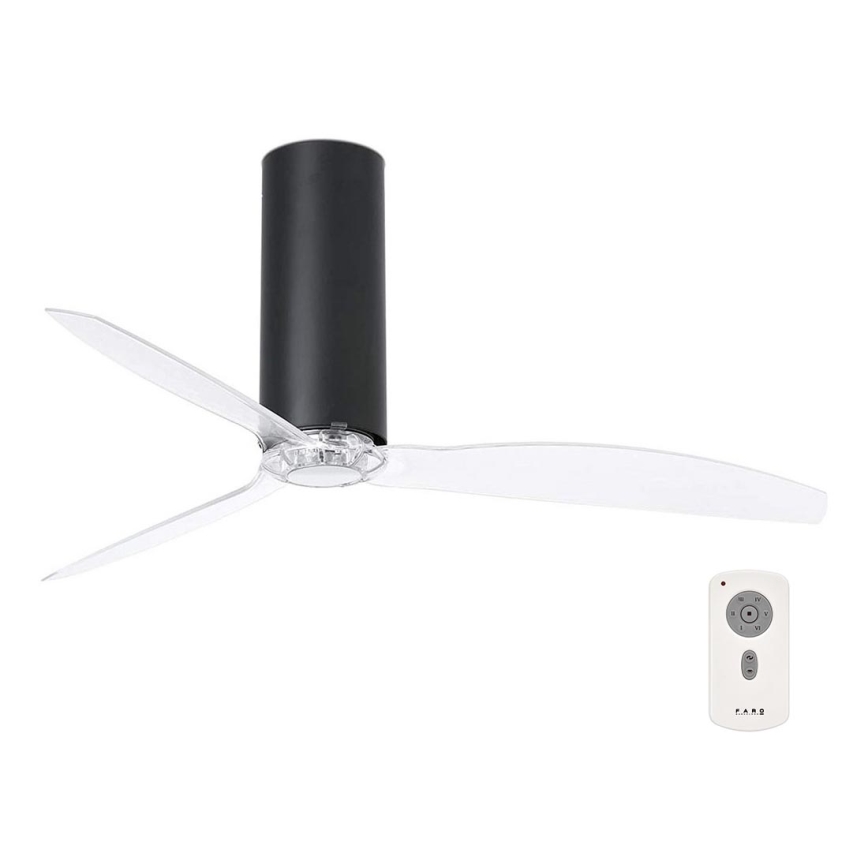 FARO 32036- Стельовий вентилятор TUBE FAN чорний/прозорий діаметр 128 см + пульт дистанційного керування