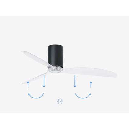 FARO 32041WP - Потолочный вентилятор MINI TUBE FAN M черный/прозрачный диаметр 128 см SMART + дистанционное управление