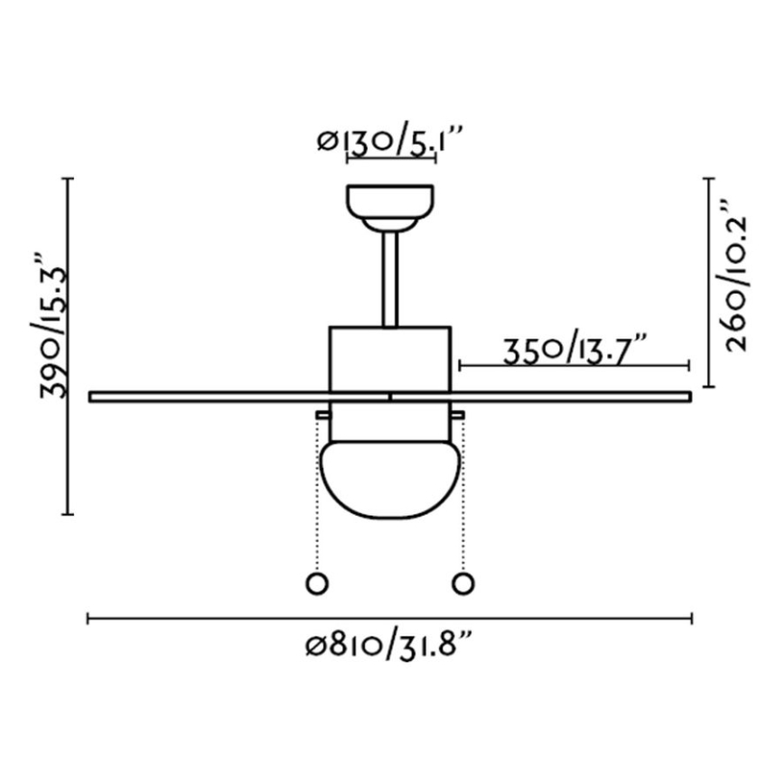 FARO 33180 - Стельовий вентилятор PALAO 1xE14/40W/230V