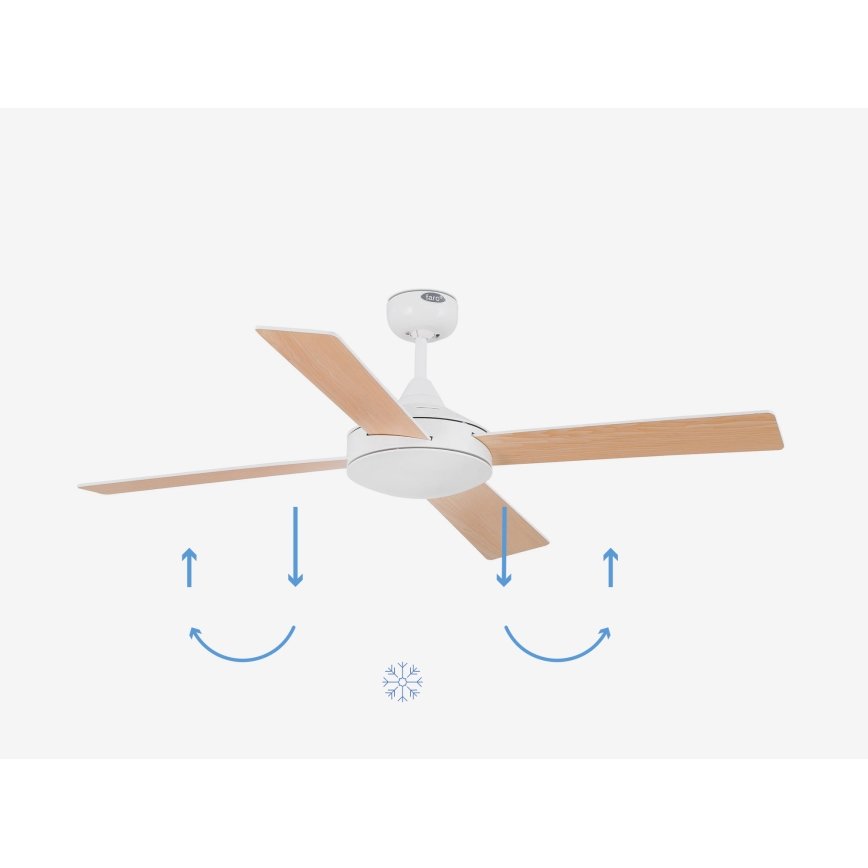 FARO 33350DC - Стельовий вентилятор MALLORCA L білий/коричневий діаметр 132 см + дистанційне керування