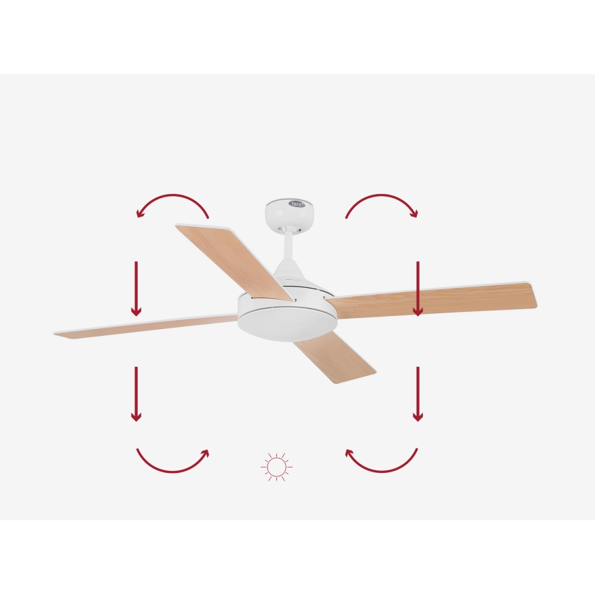 FARO 33350DC - Стельовий вентилятор MALLORCA L білий/коричневий діаметр 132 см + дистанційне керування