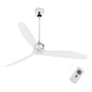 FARO 33394 - Стельовий вентилятор JUST FAN глянцевий хром/прозорий + пульт дистанційного керування