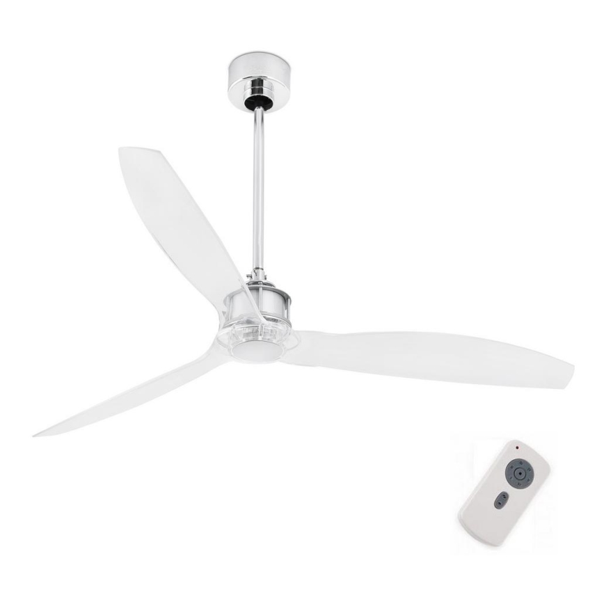 FARO 33394 - Стельовий вентилятор JUST FAN глянцевий хром/прозорий + пульт дистанційного керування