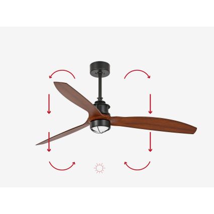 FARO 33395-10 - Светодиодный потолочный вентилятор JUST FAN LED/16W/230V черный/коричневый диаметр 128 см + дистанционное управление