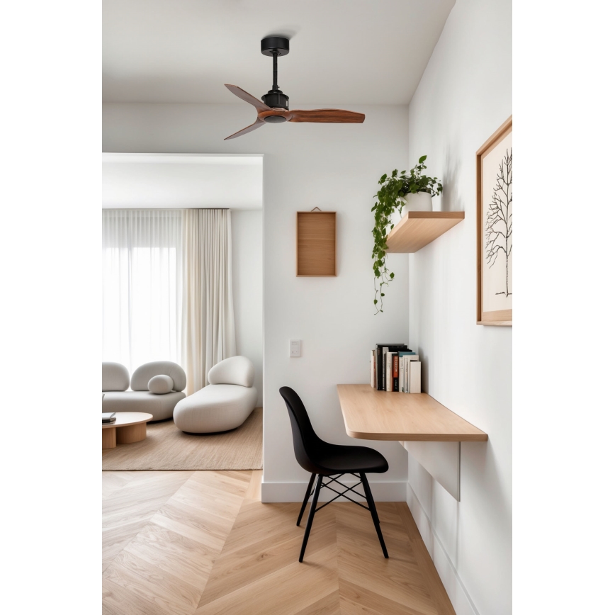FARO 33425WT - Потолочный вентилятор JUST FAN S, диаметр 81 см, коричневый/чёрный, Wi-Fi Tuya + дистанционное управление