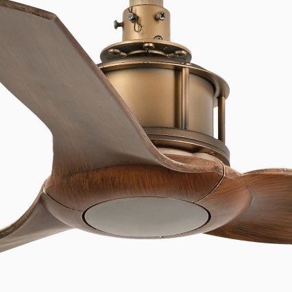 FARO 33428WT - Стельовий вентилятор JUST FAN S, діаметр 81 см, коричневий/латунь, Wi‑Fi Tuya + пульт дистанційного керування