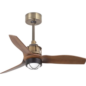 FARO 33428WT1N - затемнюваний стельовий вентилятор JUST FAN S з LED 16 Вт/230 В, діаметр 81 см, коричневий/латунь, Wi‑Fi Tuya + пульт дистанційного керування
