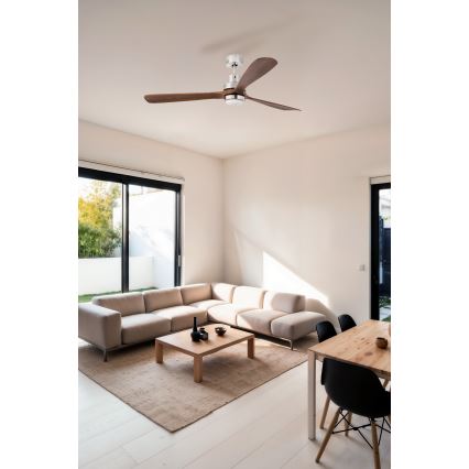 FARO 33463DC - Світлодіодний стельовий вентилятор LANTAU LED/12W/230V дерево/матовий хром діаметр 168 см + пульт дистанційного керування