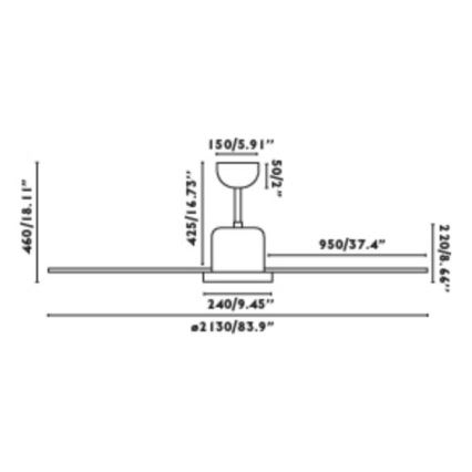 FARO 33465A - Потолочный вентилятор ANDROS XL матовый хром диаметр 213 см + дистанционное управление