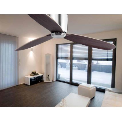 FARO 33472N - Потолочный вентилятор NIAS матовый хром/коричневый диаметр 132 см + дистанционное управление