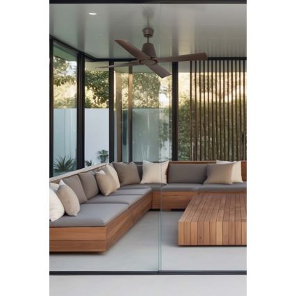 FARO 33490 - Потолочный вентилятор TYPHOON IP44 коричневый + дистанционное управление