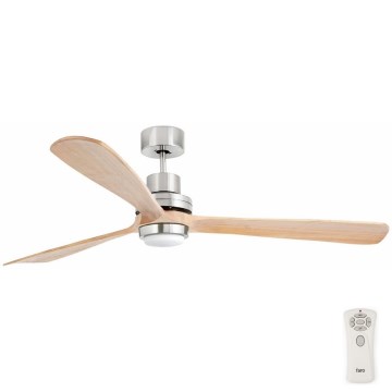 FARO 33505DC - Світлодіодний стельовий вентилятор LANTAU XL LED/15W/230V дерево/матовий хром діаметр 168 см + пульт дистанційного керування