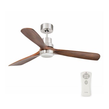 FARO 33518DC - LED стельовий вентилятор LANTAU LED/15 Вт/230 В діам. 132 см матовий хром/дерево + пульт дистанційного керування