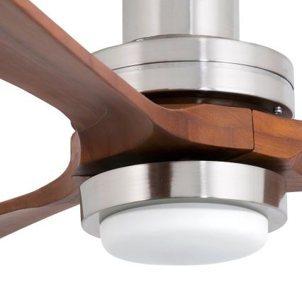 FARO 33518DC - Светодиодный потолочный вентилятор LANTAU LED/15W/230V матовый хром/дерево + дистанционное управление