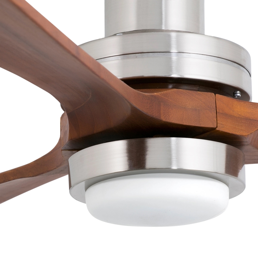 FARO 33518DC - Світлодіодний стельовий вентилятор LANTAU LED/15W/230V матовий хром/дерево + пульт дистанційного керування