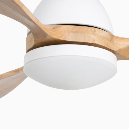 FARO 33524WP - Світлодіодний стельовий вентилятор POROS L LED/19W/230V дерево/білий діаметр 132 см SMART + дистанційне керування