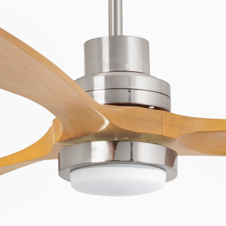 FARO 33560DC - Світлодіодний стельовий вентилятор LANTAU LED/15W/230V дерево/хром діаметр 132 см + пульт дистанційного керування