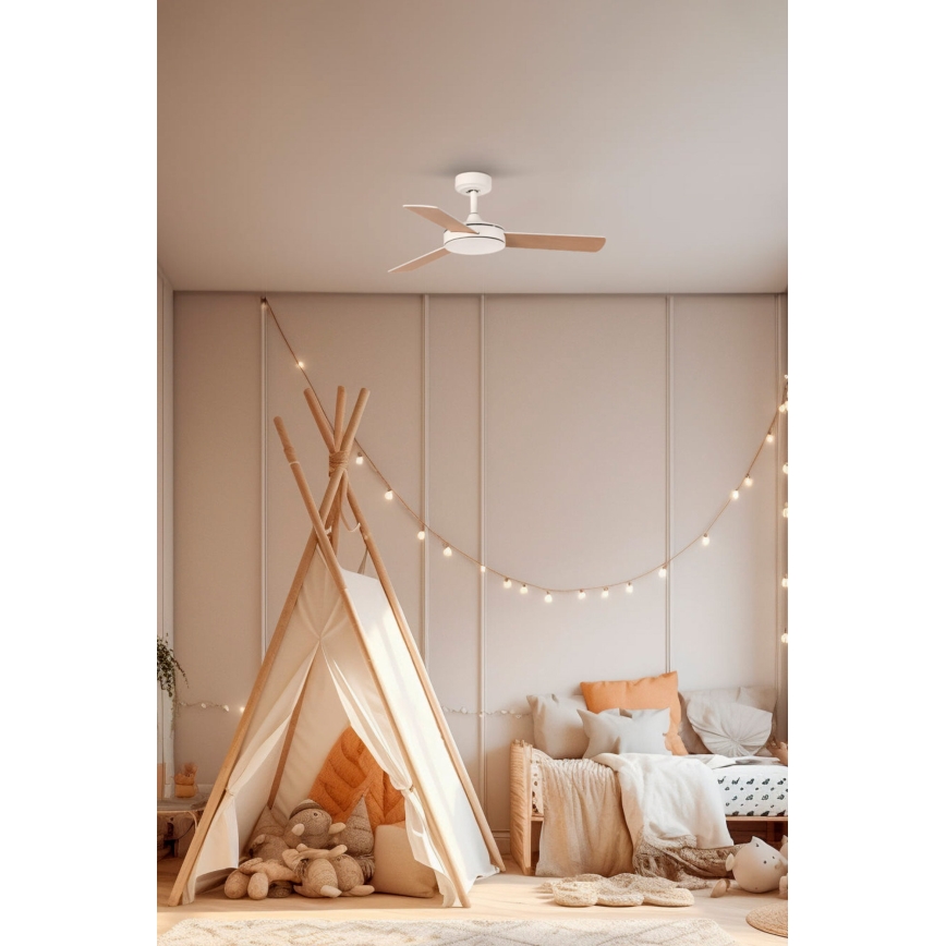 FARO 33603DC - Потолочный вентилятор MINI MALLORCA S коричневый/белый диаметр 106 см + дистанционное управление