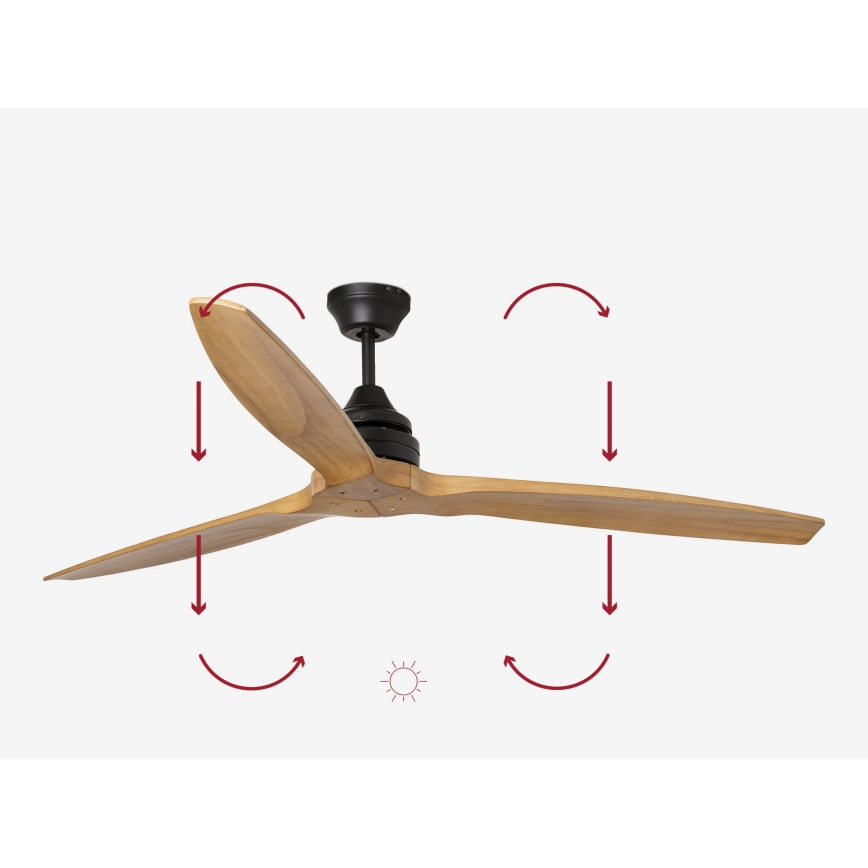 FARO 33718DC- Стельовий вентилятор ALO L дерево/чорний діаметр 152 см + пульт дистанційного керування