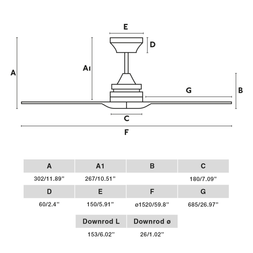 FARO 33718DC- Стельовий вентилятор ALO L дерево/чорний діаметр 152 см + пульт дистанційного керування