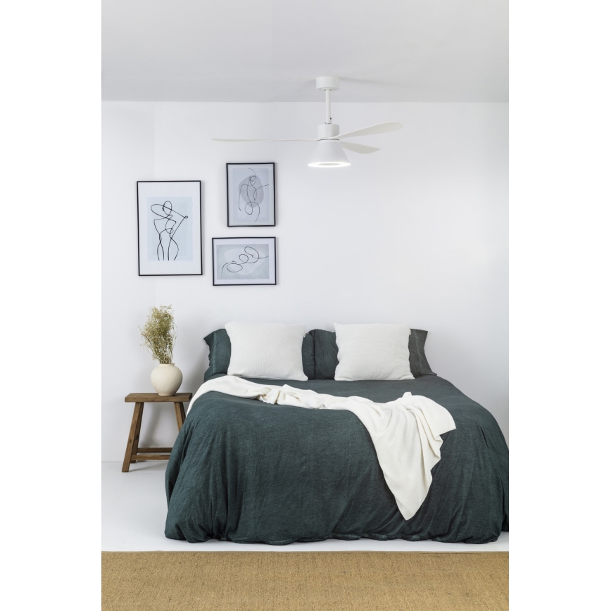 FARO 33760WT-22 - LED димований стельовий вентилятор AMELIA L CONE LED/20W/230V 2700/3500/5000K білий діаметр 132 cm Wi-Fi Tuya + пульт дистанційного керування