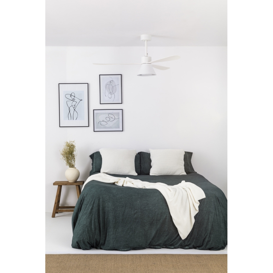 FARO 33760WT-22 - LED димований стельовий вентилятор AMELIA L CONE LED/20W/230V 2700/3500/5000K білий діаметр 132 cm Wi-Fi Tuya + пульт дистанційного керування