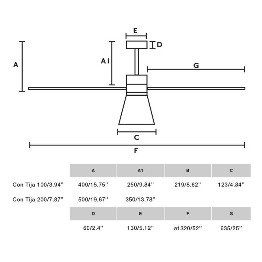 FARO 33761WT-23 - LED-стельовий вентилятор з регульованою яскравістю AMELIA L CONE LED/20W/230V 2700/3500/5000K чорний діам. 132 см Wi-Fi Tuya + дистанційне керування