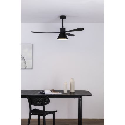 FARO 33761WT-23 - Светодиодный потолочный вентилятор с регулированием яркости AMELIA L CONE LED/20W/230V 2700/3500/5000K черный диаметр 132 см Wi-Fi Tuya + дистанционное управление