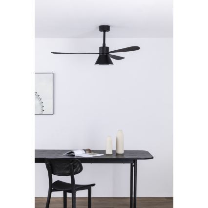 FARO 33761WT-23 - Светодиодный потолочный вентилятор с регулированием яркости AMELIA L CONE LED/20W/230V 2700/3500/5000K черный диаметр 132 см Wi-Fi Tuya + дистанционное управление