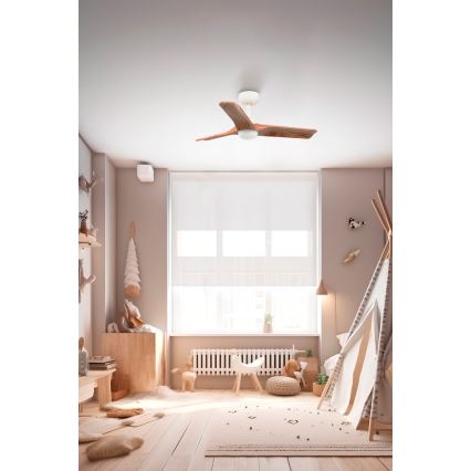 FARO 33805-1TW - Светодиодный потолочный вентилятор с регулированием яркости HEYWOOD S LED/10W/230V 2700/4000/6000K дерево/белый диаметр 90 см + дистанционное управление